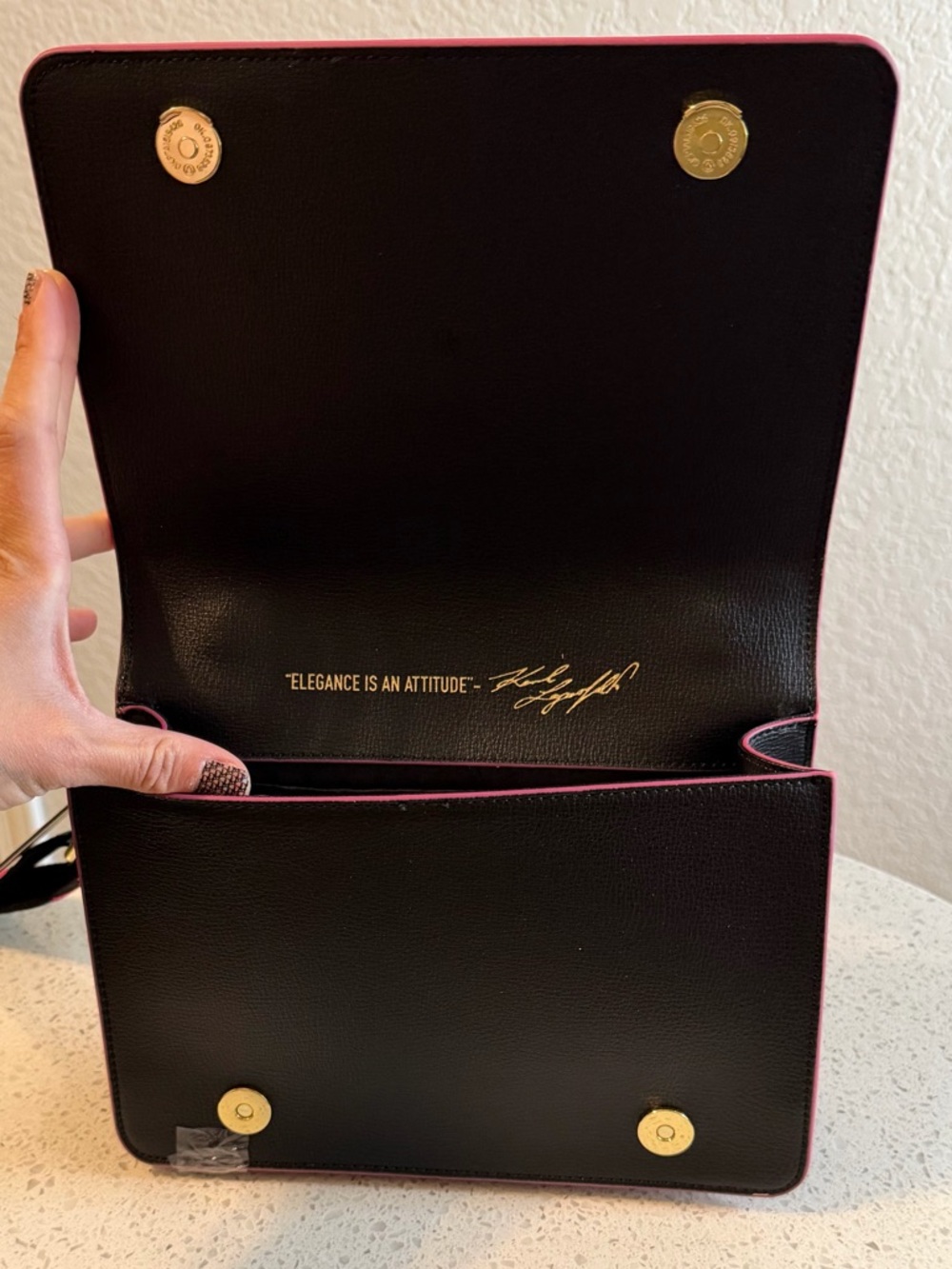 Karl Lagerfeld Black Crossbody with Multicolor Logo and Strap - Picture 5 of 7